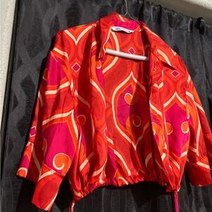 Zara Women's Vibrant Red and Pink Blazer